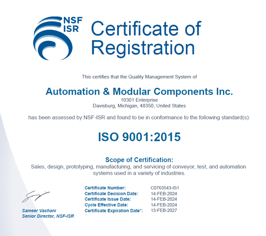 NSF ISR Certificate of Registration